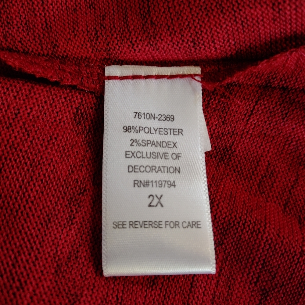 energe world wear Women’s Tunic Thin Sweater Beaded Tassel Red/Black Size 2X - Picture 7 of 7